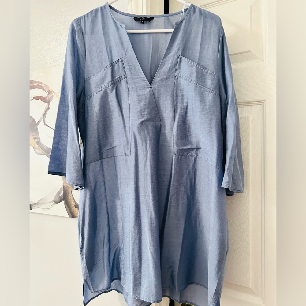 Amitie Blue V-Neck Tunic Top